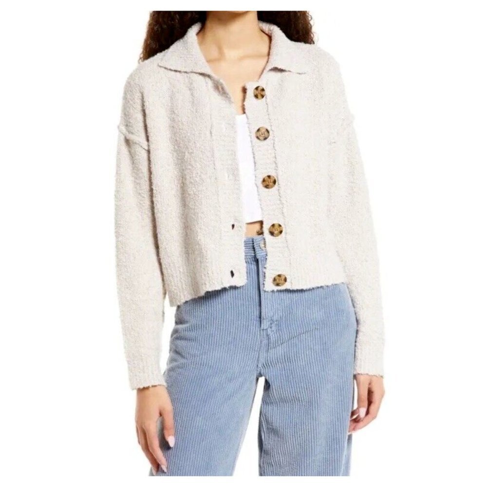 BDG Urban Outfitters Crop Chenille Cardigan Women's size Small Cream